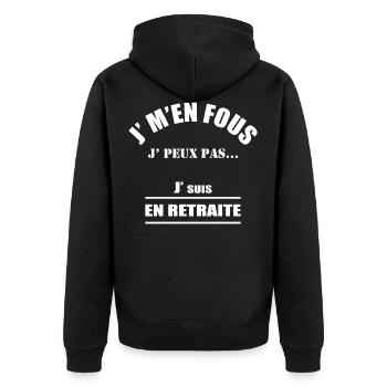 je peux pas, suis en retraite - Veste à capuche bio Premium Unisexe - noir - Dos - Nico (187cm)