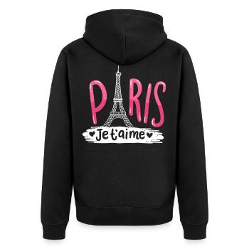 Pariser Eiffelturm - Unisex Premium Bio Zip Hoodie - Schwarz - Hinten - Nico (187cm)