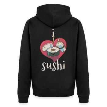 Sushi - Unisex Premium Bio Zip Hoodie - Schwarz - Hinten - Nico (187cm)