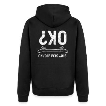 Skateboarding Skateboard - Unisex Premium Organic Zip Hoodie - black - Back - Nico (187cm)