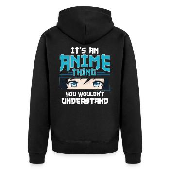 Anime - Unisex Premium Organic Zip Hoodie - black - Back - Nico (187cm)