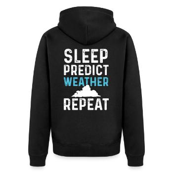Wetter Meteorologe - Unisex Premium Bio Zip Hoodie - Schwarz - Hinten - Nico (187cm)