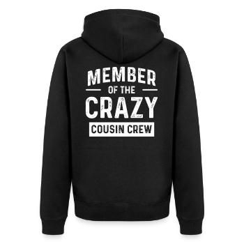 Cousin - Unisex Premium Organic Zip Hoodie - black - Back - Nico (187cm)