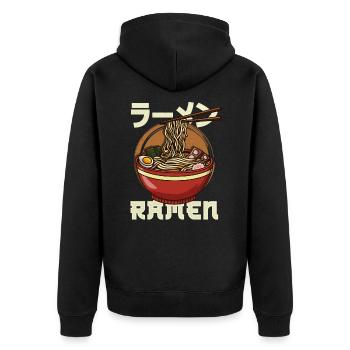 Ramen Anime Kawaii - Unisex Premium Bio Zip Hoodie - Schwarz - Hinten - Nico (187cm)