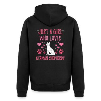 German shepherd dog - Unisex Premium Organic Zip Hoodie - black - Back - Nico (187cm)