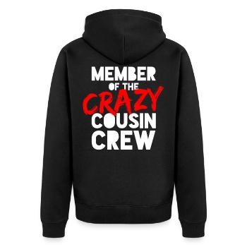 Cousin - Unisex Premium Bio Zip Hoodie - Schwarz - Hinten - Nico (187cm)