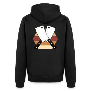 Metzger - Unisex Premium Bio Zip Hoodie - Schwarz - Hinten - Nico (187cm)