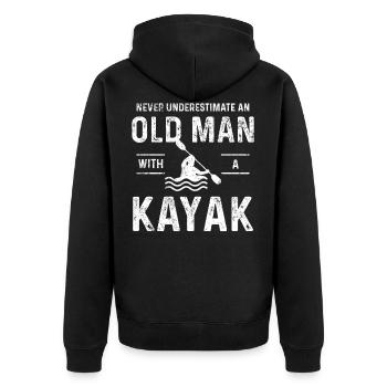 kayak - Unisex Premium Organic Zip Hoodie - black - Back - Nico (187cm)