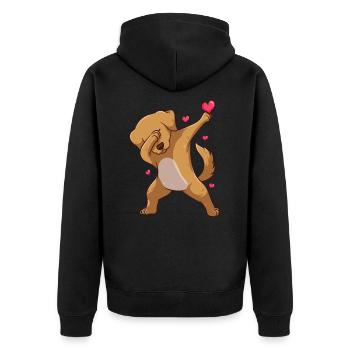 Dab the dog - Unisex Premium Organic Zip Hoodie - black - Back - Nico (187cm)