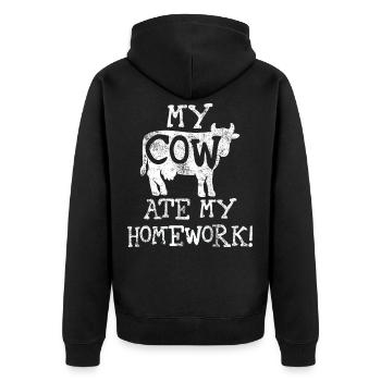 Vache de retour à l'école - Veste à capuche bio Premium Unisexe - noir - Dos - Nico (187cm)