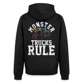 Monster Trucks - Unisex Premium Organic Zip Hoodie - black - Back - Nico (187cm)