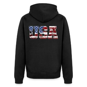 Drapeau USA - Veste à capuche bio Premium Unisexe - noir - Dos - Nico (187cm)