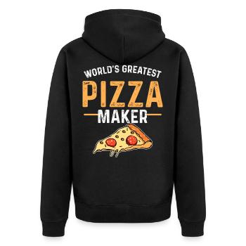 Pizza frozen pizza baker pizzeria - Unisex Premium Organic Zip Hoodie - black - Back - Nico (187cm)
