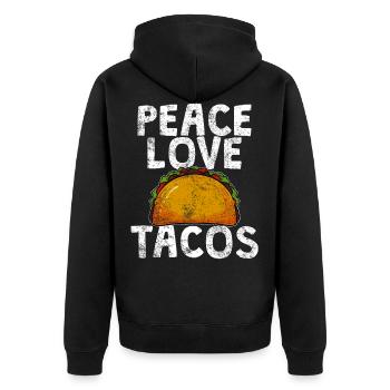 Tacos - Unisex Premium Bio Zip Hoodie - Schwarz - Hinten - Nico (187cm)