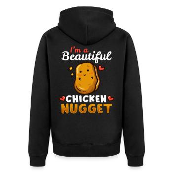 Chicken Nuggets - Unisex Premium Bio Zip Hoodie - Schwarz - Hinten - Nico (187cm)