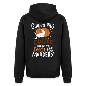 Meerschweinchen - Unisex Premium Bio Zip Hoodie - Schwarz - Hinten - Nico (187cm)
