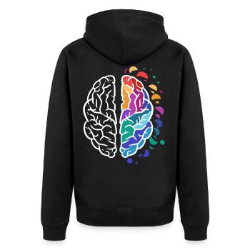 brain - Unisex Premium Organic Zip Hoodie - black - Back - Nico (187cm)