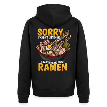 Ramen - Unisex Premium Bio Zip Hoodie - Schwarz - Hinten - Nico (187cm)
