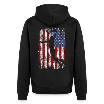 Drapeau USA Basketball - Veste à capuche bio Premium Unisexe - noir - Dos - Nico (187cm)