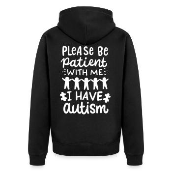 autisme - Veste à capuche bio Premium Unisexe - noir - Dos - Nico (187cm)