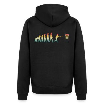 Disc Golf - Unisex Premium Bio Zip Hoodie - Schwarz - Hinten - Nico (187cm)