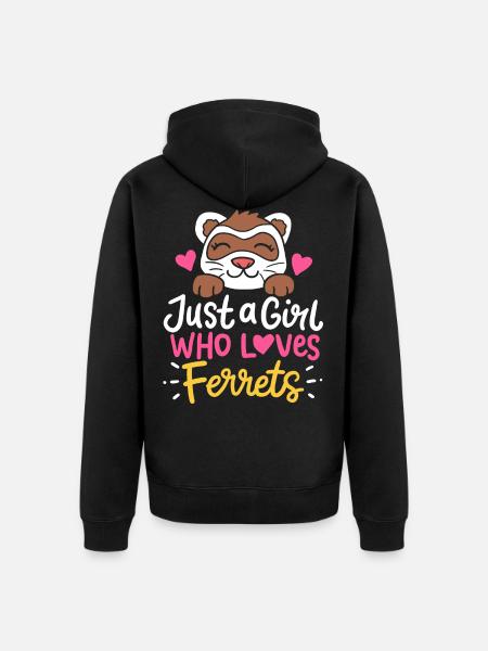 Frettchen Lieblingstier - Unisex Premium Bio Zip Hoodie - Schwarz