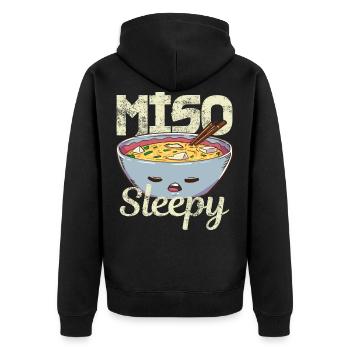 Miso Suppe - Unisex Premium Bio Zip Hoodie - Schwarz - Hinten - Nico (187cm)
