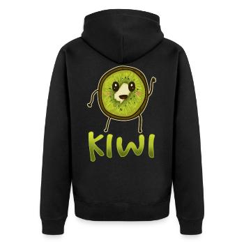 Kiwi végétalien végétarien - Veste à capuche bio Premium Unisexe - noir - Dos - Nico (187cm)
