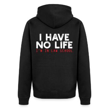 Law student - Unisex Premium Organic Zip Hoodie - black - Back - Nico (187cm)