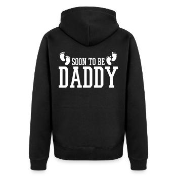 Vater Papa Schwangerschaft - Unisex Premium Bio Zip Hoodie - Schwarz - Hinten - Nico (187cm)