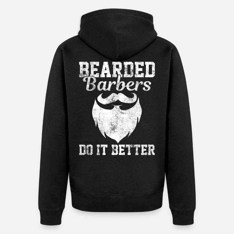 Bart Barber Friseur - Unisex Premium Bio Zip Hoodie - Schwarz