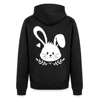 Hase Ostern - Unisex Premium Bio Zip Hoodie - Schwarz - Hinten - Nico (187cm)