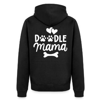 Labradoodle Mama Frauchen - Unisex Premium Bio Zip Hoodie - Schwarz - Hinten - Nico (187cm)