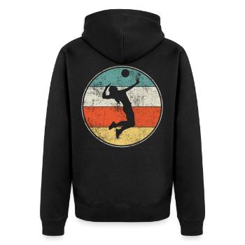 Volleyball Retro Vintage - Unisex Premium Bio Zip Hoodie - Schwarz - Hinten - Nico (187cm)