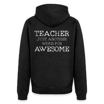 Lehrer - Unisex Premium Bio Zip Hoodie - Schwarz - Hinten - Nico (187cm)