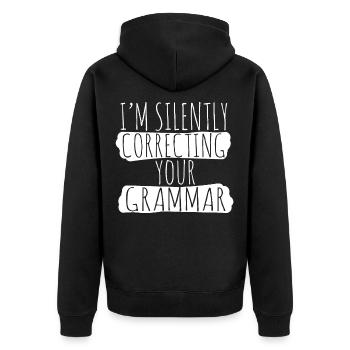Professeur d'anglais grammaire - Veste à capuche bio Premium Unisexe - noir - Dos - Nico (187cm)