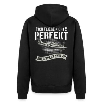 Modellbau Modellflug Sprüche Geschenk - Unisex Premium Bio Zip Hoodie - Schwarz - Hinten - Nico (187cm)