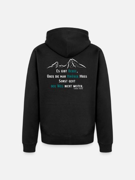 Berg Spruch - Unisex Premium Bio Zip Hoodie - Schwarz