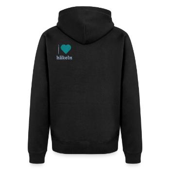 Häkelliebe - Unisex Premium Bio Zip Hoodie - Schwarz - Hinten - Nico (187cm)