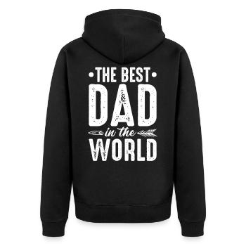 Der Beste Papa auf der Welt Vatertag - Unisex Premium Bio Zip Hoodie - Schwarz - Hinten - Nico (187cm)