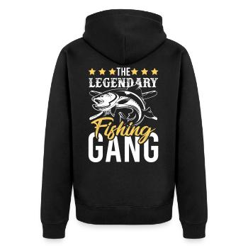 Fisher Gang Team - Unisex Premium Bio Zip Hoodie - Schwarz - Hinten - Nico (187cm)