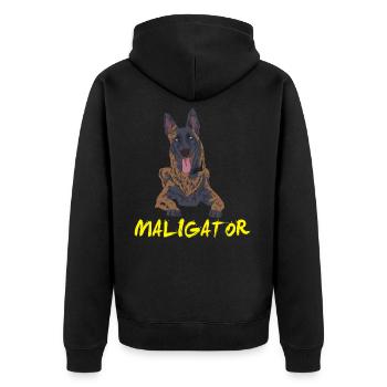 Maligator - Malinois Chien de berger belge - Veste à capuche bio Premium Unisexe - noir - Dos - Nico (187cm)