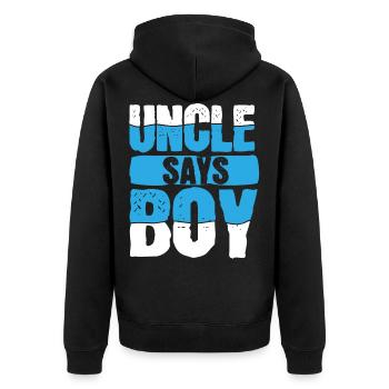 Gender Reveal Uncle - Unisex Premium Bio Zip Hoodie - Schwarz - Hinten - Nico (187cm)
