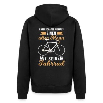 Fahrrad Rennrad Radfahrer Herren - Unisex Premium Bio Zip Hoodie - Schwarz - Hinten - Nico (187cm)