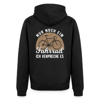 Fahrrad Rennrad MTB - Unisex Premium Bio Zip Hoodie - Schwarz - Hinten - Nico (187cm)