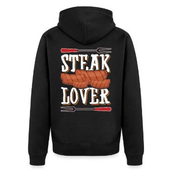 I love steak grilling meat beef - Unisex Premium Organic Zip Hoodie - black - Back - Nico (187cm)
