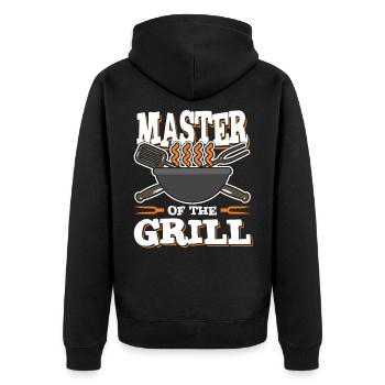 Master Grill Grillmeister Griller - Unisex Premium Bio Zip Hoodie - Schwarz - Hinten - Nico (187cm)