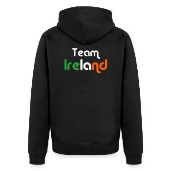 Team Irland - Unisex Premium Bio Zip Hoodie - Schwarz - Hinten - Nico (187cm)