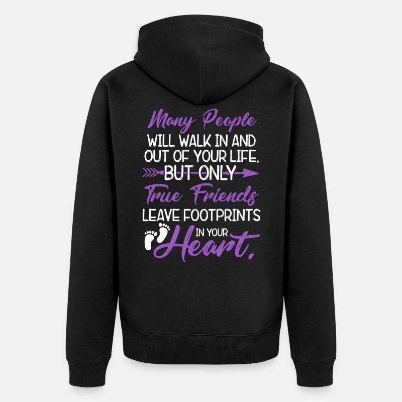 Freundschaft spruch freunde liebe - Unisex Premium Bio Zip Hoodie - Schwarz