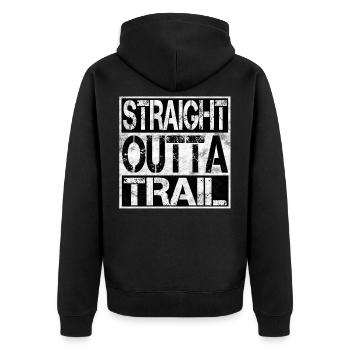 Outta Trail MTB mountain bike Parkour Cross Enduro - Unisex Premium Organic Zip Hoodie - black - Back - Nico (187cm)